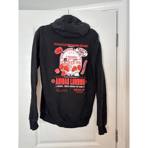 Adidas Originals Boxing Club Hoodie Black Red Graphic London Men’s Size Medium - Picture 7 of 8